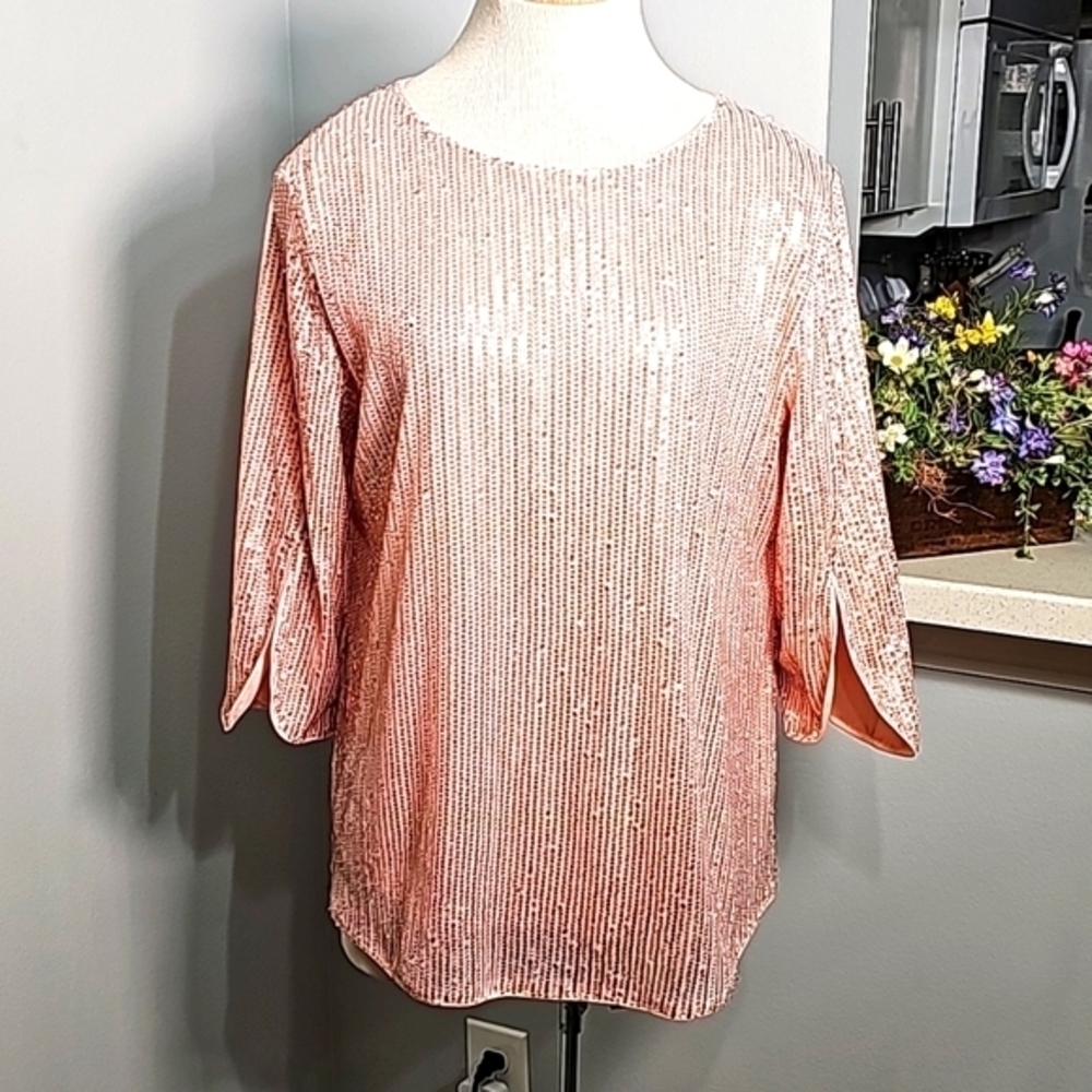 Grace Karen women's sequin top. 2/4 sleeves. Completely lined. Size large. GREAT